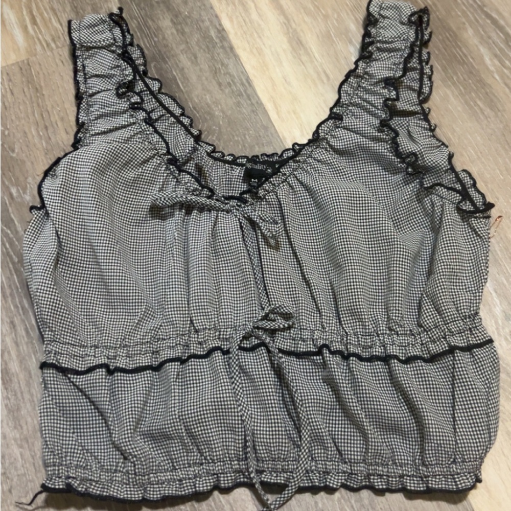 Dry Goods Black and White Ruffle Top